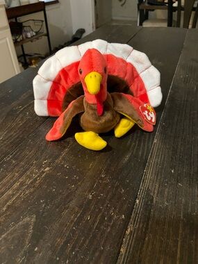 Ty Gobbles Beanie Baby with Red, White, Brown, Yellow Accents